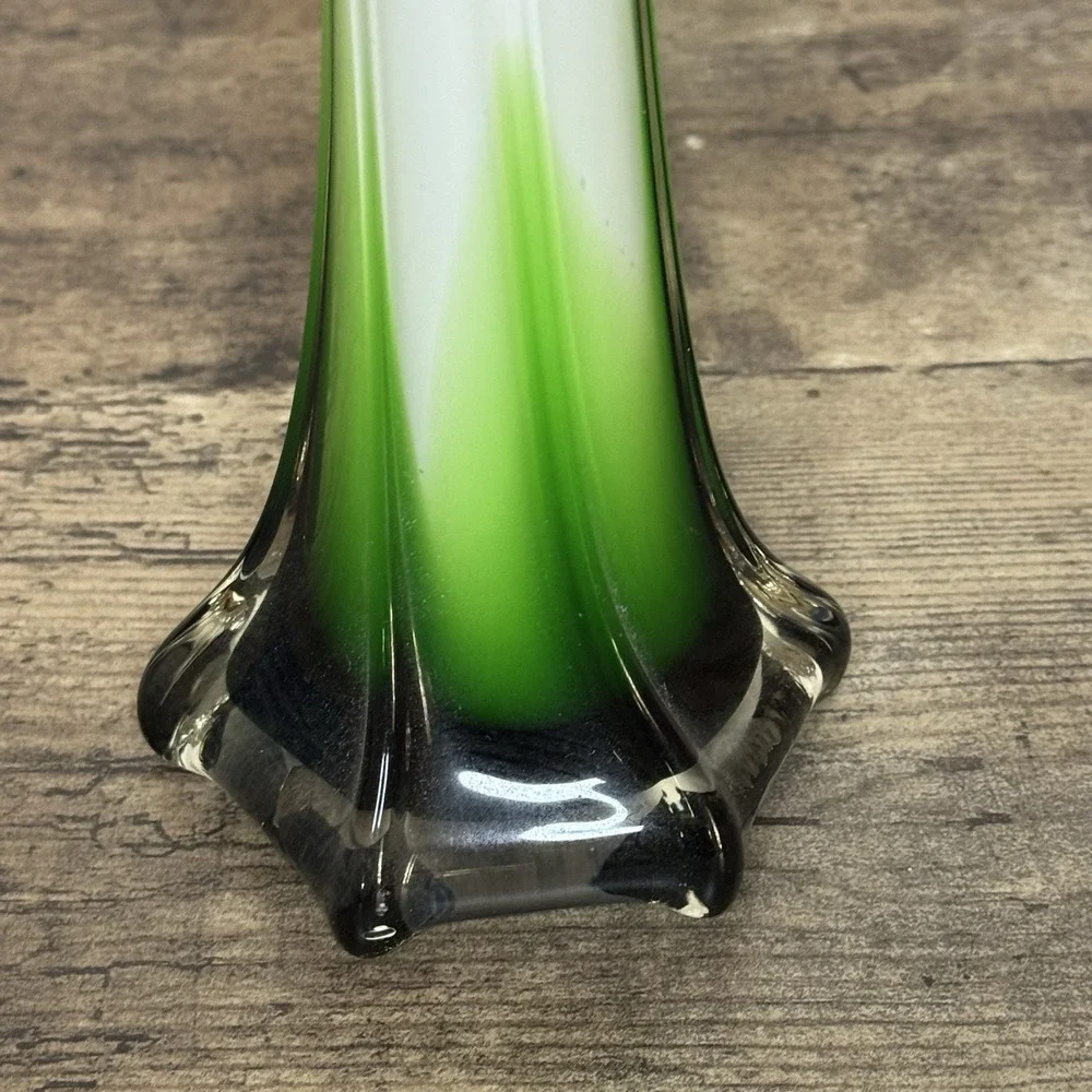 Vintage Murano Style Jack in the Pulpit Vase Red Green White 16